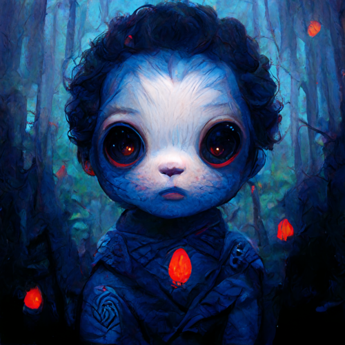 erikdk_alien_baby_with_red_eyes_in_a_blue_forest_2097f12b-44df-4c73-a268-6b9e91eaae17